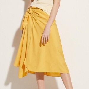 Vince Side Buckle Stretch Draped Lightweigt Wrap Sunshell Midi Skirt